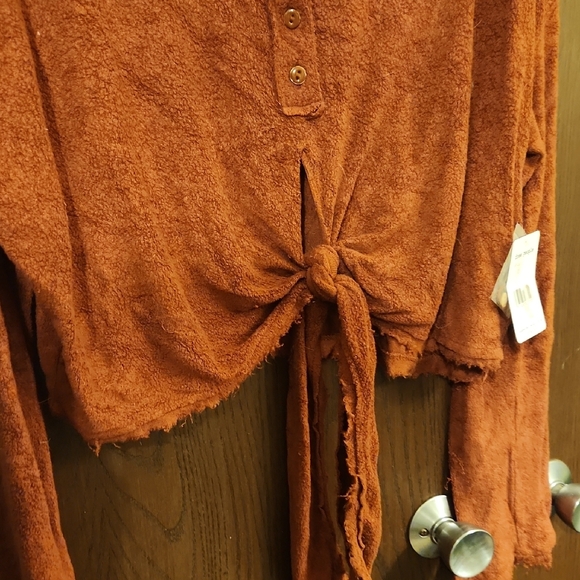 Free People Rust Tie-Front Blouse - Picture 5 of 6